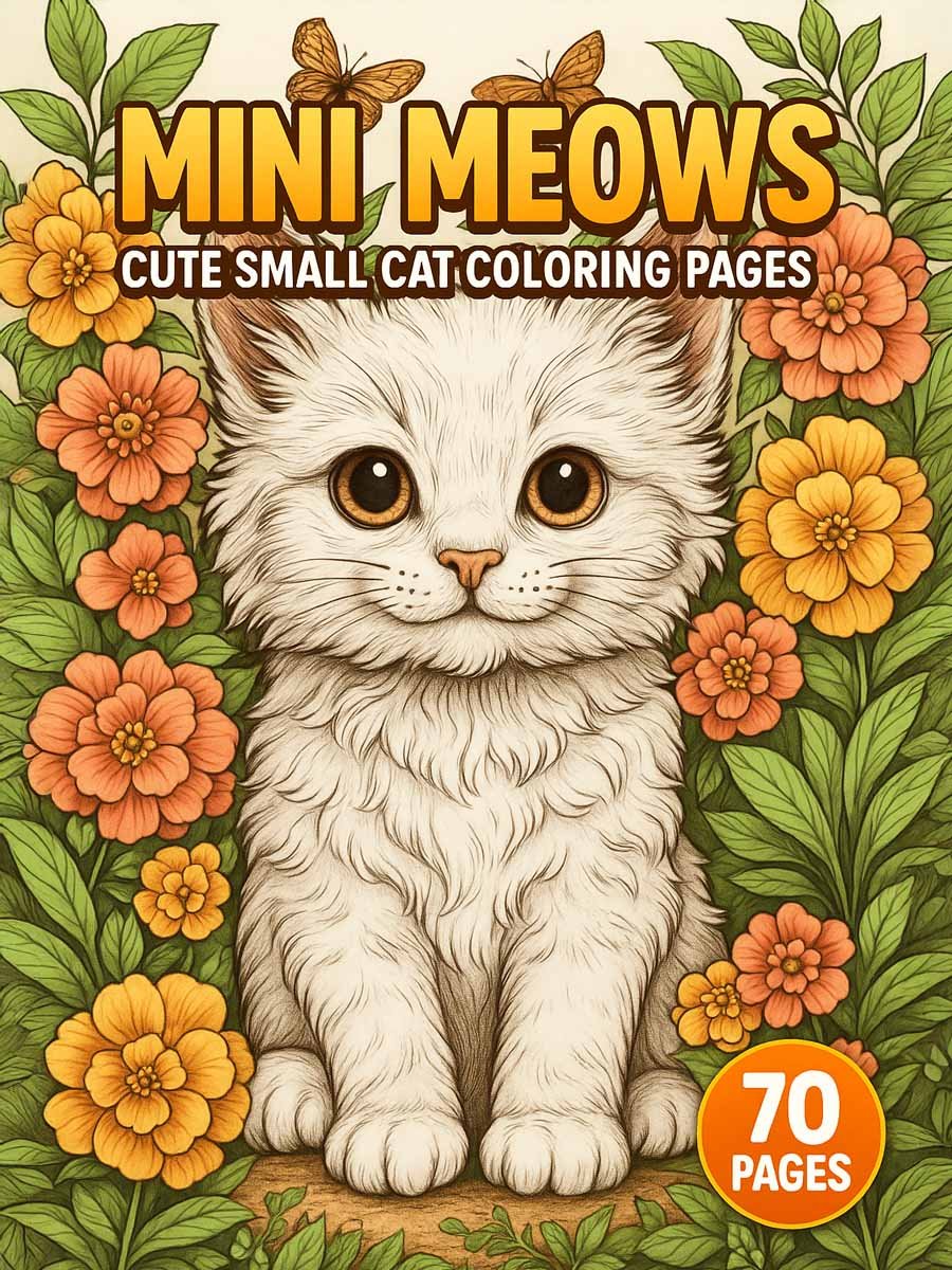 Mini Coloring Simple Small Mini Meows – 70 Cute Small Cat Coloring Pages | Coloring Patch